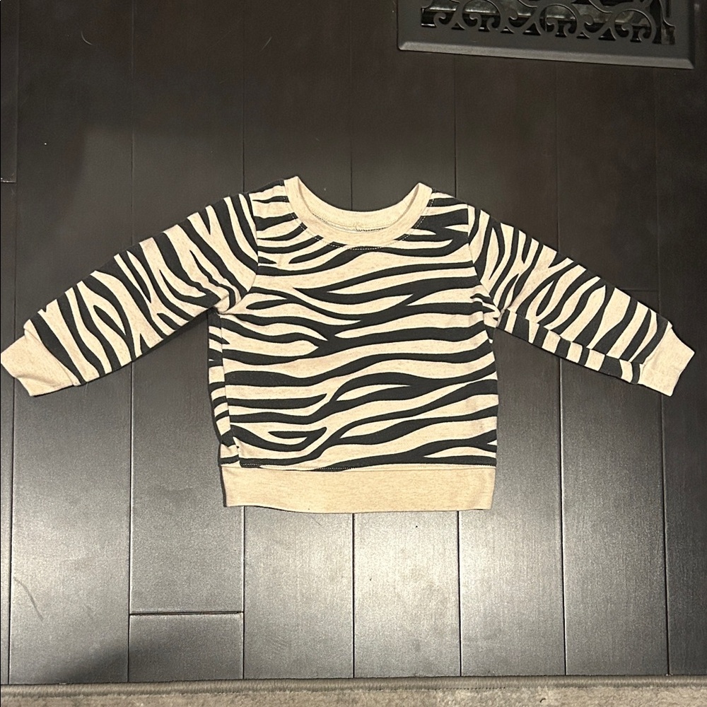 Granimals Zebra Print Crew Neck Sweatshirt - Black & Oatmeal Size 12 Month